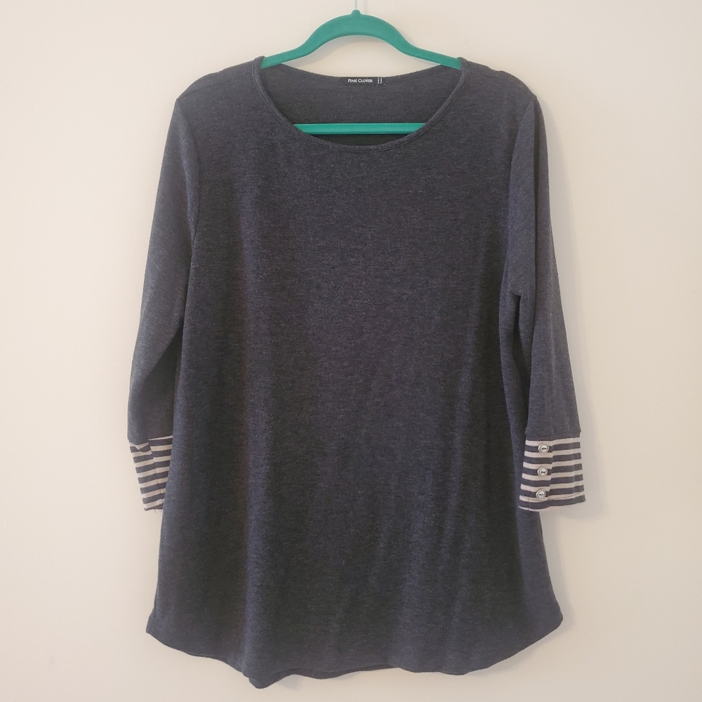 Stitch Fix Pink Clover 3/4 Sleeve Gray Blouse